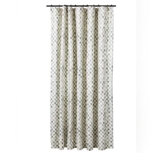 MacKenzie-Childs Sterling Check Shower Curtain, Retail $199.95 USD, Size 72"×72"